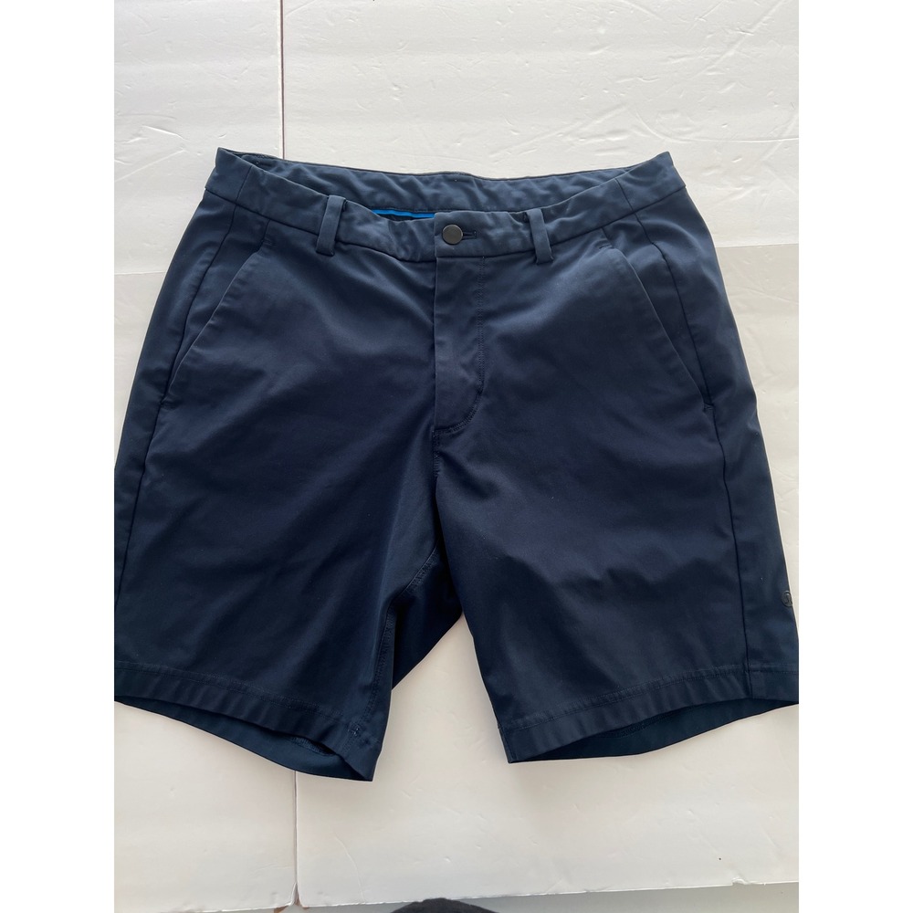 Lululemon Mens Commission Golf Shorts Navy Blue Size 32 9 Inch Inseam